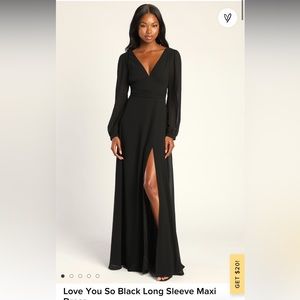 Lulus XL maxi black dress with thigh split, worn once